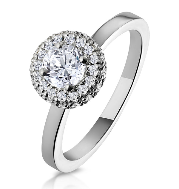Eleanor Diamond Halo Engagement Ring in Platinum 0.65ct G/SI2